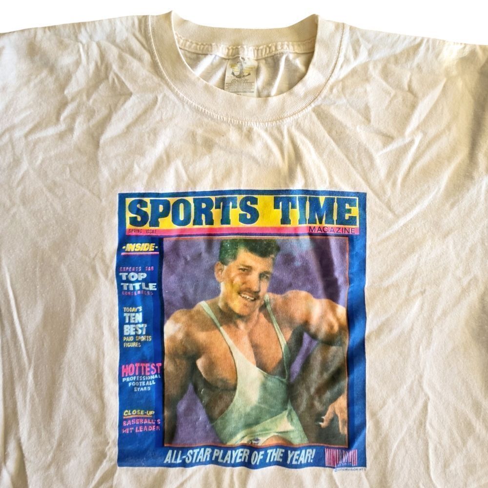 Vtg 90's Anchor Sports Time Magazine Funny T-Shirt Sz XL  Novelty Tee Humor